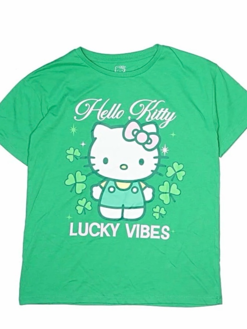 Hello Kitty Kids' Green 'Lucky Vibes' Graphic Short Sleeve Tee